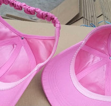 Load image into Gallery viewer, Pink cute curlz cap (satin lined)