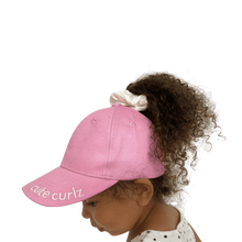 Load image into Gallery viewer, Pink cute curlz cap (satin lined)
