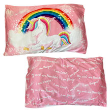 Load image into Gallery viewer, cute curlz unicorn / affirmation satin pillowcase