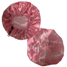 Load image into Gallery viewer, cute curlz affirmation satin bonnet (reversible)
