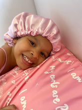Load image into Gallery viewer, cute curlz affirmation satin bonnet (reversible)