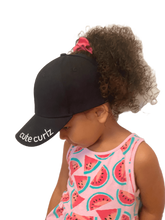 Load image into Gallery viewer, Black cute curlz cap (satin lined)
