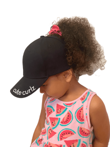 Black cute curlz cap (satin lined)