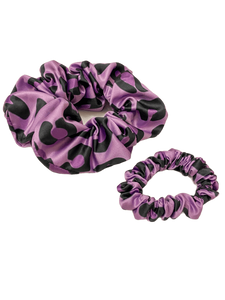 Purple leopard print satin scrunchies